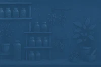 a drawing of a room with shelves and potted plants